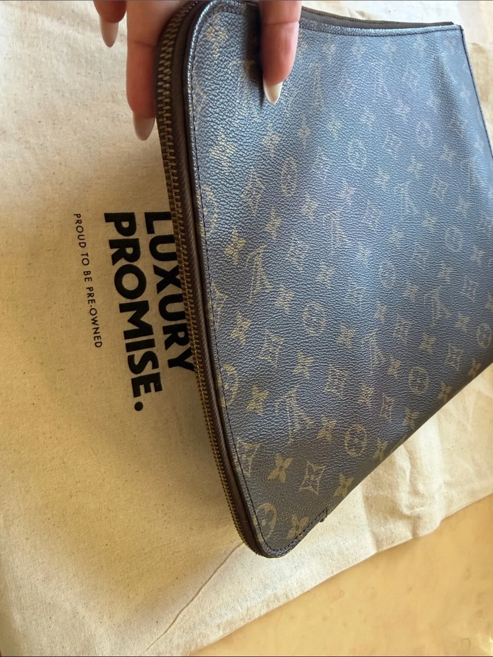 Louis Vuitton Monogram Canvas Laptop Sleeve - Brown & Gold